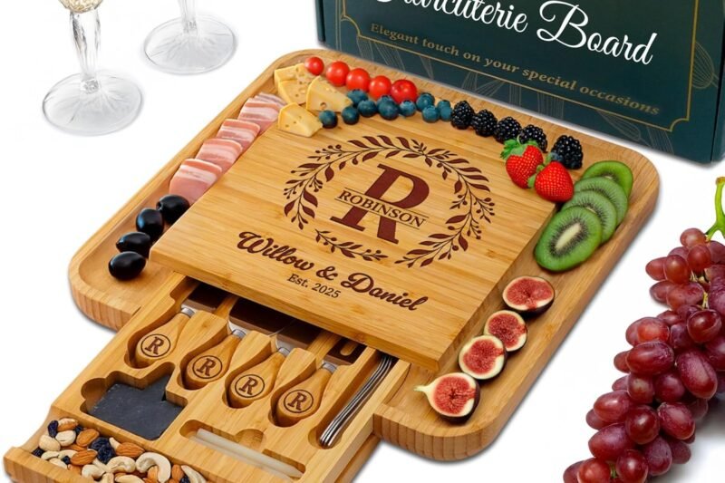Personalized Charcuterie Board, Wedding Gifts for Couples 2025, Custom Cheese Boards Bridal Shower Gifts, Housewarming Gifts for Christmas, Anniversary, Engagement, New Home, Bride, Parent, Women