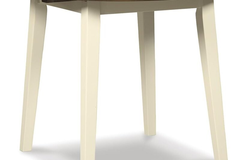 Signature Design by Ashley Woodanville Cottage 40″ Round Drop Leaf Dining Table, Cream & Brown