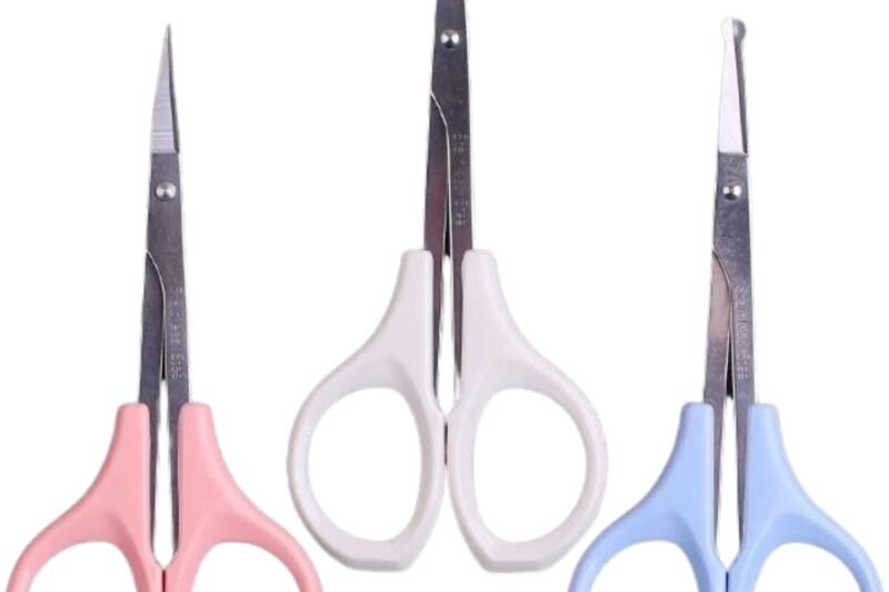 Hair Trimming Scissors Set, Grooming Scissors for Facial Hair, Nose Hair, Mustache, and Beard Grooming, Stainless Steel Eyebrow Scissors