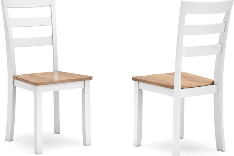 Signature Design by Ashley Gesthaven Solid Wood Frame Dining Chair, Set of 2, White/Natural