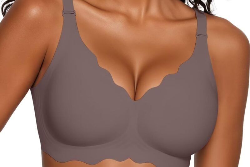 Vertvie Seamless Bras for Women No Underwire Wireless Push Up Bra Support Full Coverage Bralette Comfort Everyday Sports Bra(Grey,XX-Large)