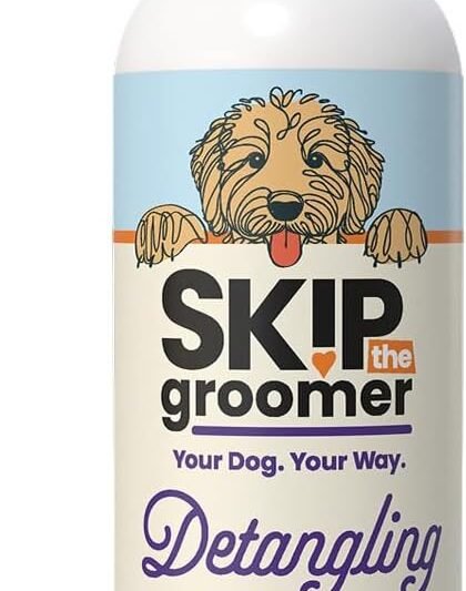 Detangling Spray for Dogs, Unscented Leave-in Grooming Spray, Removes Knots & Tangles, Soothes Sensitive Skin, Lightweight No-Residue Vegan Formula for All Breeds, 16 oz
