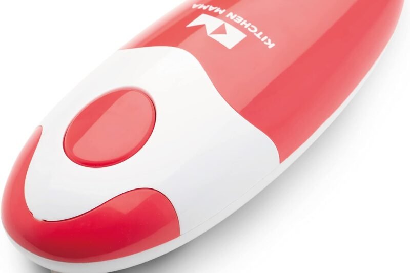 Kitchen Mama Auto Electric Can Opener: Open Your Cans with A Simple Press of Button – Automatic, Hands Free, Smooth Edge, Battery Operated, YES YOU CAN (Red)