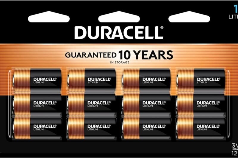 Duracell CR123A 3V Lithium Battery, 12 Count (Pack of 1), 3 Volt High Power for Home Safety, Security Devices, Flashlights, Smoke Alarms, Home Automation