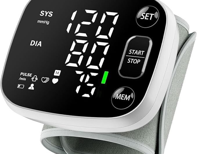 Oklar Blood Pressure Monitors for Home Use Rechargeable Wrist Digital BP Machine Cuff with LED Backlit Display, Voice Broadcast, 240 Memory Storage for 2 Users with Carrying Case
