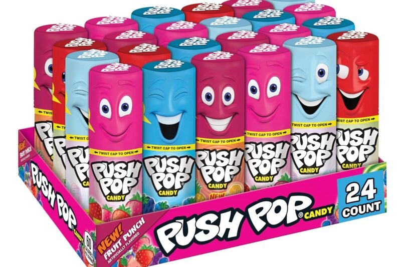 Push Pop Candy Lollipops – Individually Wrapped Variety Candy Party Pack – 24 Count Lollipops in Assorted Fruity Flavors – Fun Candy for Gifts, Celebrations, Party Favors, Gift Baskets, & Birthdays